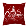 Red Christmas pillowcase with white snowman and Merry Christmas festive print - Style 10 / 18x18 Inch