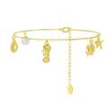 S925 sterling zilveren marine bedelarmband met zeepaardje, schelp en zeester hangers - ca. 1,77 g / Goud
