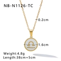 18k gold plated stainless steel Libra necklace with white shell inlay pendant - Libra (NB-N1126-TC)