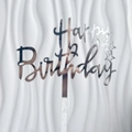 Silver mirror acrylic Happy Birthday cake topper with three stars and elegant script - Silver Star
