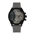 Montre à quartz avec bracelet en silicone gris et boîtier noir à cadrans multiples - Gris