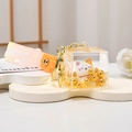 Lucky cat acrylic cube keychain with liquid oil, gold beads and orange silicone strap - Gradient Strap + Lucky Cat / Maneki Neko - Gold Ingot