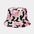 Detailed view of pink camouflage pattern cotton fabric and stitching on fisherman hat - Pink Camouflage (Y-12#)