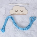 DIY wood cloud hair clip holder with blue cotton rope and cute eyelash engraving - Blue