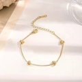 Polished gold heart charm bracelet with lobster clasp and adjustable extension chain - [XKN0195] Four Hearts Bracelet Gold