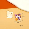 Detail view of enamel Halloween charms with dimensions 25mm height and 2.2g weight - Rabbit Witch on Pumpkin