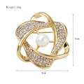 Golden flower brooch with pearls and rhinestones, 4cm diameter, weighing 16g - xz4373 Crossed Rings