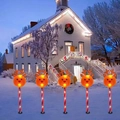 Solar powered reindeer lawn light stakes in red and white stripe for Christmas garden decor - Battery Box / Reindeer