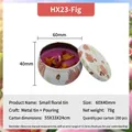 Handmade fig scented candle in decorative floral tin with dried purple flowers - H23 Fig