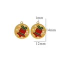18K gold stainless steel Christmas bell charm with green bow, size 14mm by 12mm - Christmas Bell