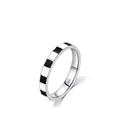 S925 sterling silver ring featuring a classic black and white checkered enamel pattern - US Size 8