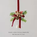 Handcrafted Christmas glass bell pendant with red ribbon and pine cone decor, 26x11cm - Red Velvet Pine Cone Gold Ball Style (H)