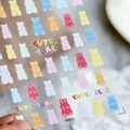 Pegatinas de uñas de ositos coloridos con texto Cute Bear en fondo transparente KX073 - Estilo Plano (KX073)