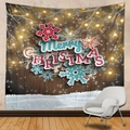 Christmas wall tapestry with wood background, Merry Christmas text and snowflakes - Snowflake Wood Style 6