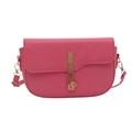 Borsa a tracolla rosa a sella con elegante chiusura metallica a barra dorata lucida - rosa acceso