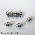 Silver double-ball magnetic jewelry clasp 7x12mm for DIY necklaces and bracelets - Burger Style / White Gold