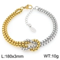 Bracciale a strati bicolore in acciaio inossidabile con nodo intrecciato oro e argento - Bracciale Bicolore da 3mm (KB205991-Z)