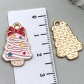 Pink Christmas tree alloy pendant with colorful stars and red bow for DIY jewelry making - Pink Christmas Tree (22x15mm)