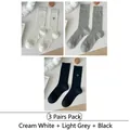 Lot de 3 paires de chaussettes style ballerine en maille en blanc crème, gris et noir - Lot de 3 Paires (Blanc Cassé/Gris Clair/Noir)