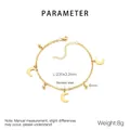 Technische Zeichnung eines goldenen Edelstahl-Fußkettchens mit Mondanhängern und 230 mm Länge - Mond Perlen Anhänger (KJ4477-Z) / Gold