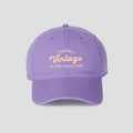 Detail of premium purple cotton baseball cap with intricate vintage embroidery and stitching - M (56-58cm) / Purple