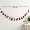 Banderole de Noël de 260cm avec fanions à carreaux rouges et guirlande lumineuse - Banderole Arbre de Noël / Avec Guirlande Lumineuse