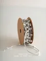 Silver Christmas decorative ribbon with pearls, 3m length on craft paper roll - Christmas Ribbon M (Silver Pearl Bead Chain)