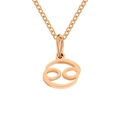 Rose gold Cancer zodiac pendant necklace with hollowed minimalist symbol in stainless steel - Cancer-Rose Gold