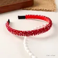 Elegant handmade red crystal beaded headband with four rows of sparkling rhinestones - Red