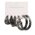 Chic acrylic hoop earring set with marble texture in black and white finish - Black White Gray Ink Texture (38)