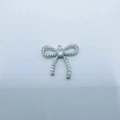 Ciondolo a fiocco argentato con zirconi micro-pavé per creazione gioielli DIY - Fiocco Tutto Zircone-KZTP0066 / Argento