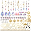 200-delige DIY kristallen zonnevanger set met sterren, manen, prisma's en tang - Gouden DIY-set (met gereedschap) / Goud