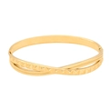 Brazalete dorado de doble anillo entrelazado con grabado geométrico Clou de Paris - Estilo Triple Entrelazado (4#)