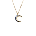 Collana luna dorata con smalto blu e pendenti a stella in zircone su sfondo bianco - Blu scuro