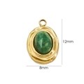 Detail view of 12mm x 8mm green faceted natural stone pendant with 14K gold plated frame - African Jade