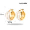 Elegant C-shaped stainless steel hoop earrings in gold finish with cream white enamel inlay - French C-Shape White Enamel
