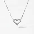 Silver stainless steel heart necklace with pavé white zircons on a white background - Silver Necklace (PDD999)