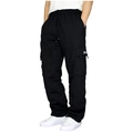 Dettaglio dei pantaloni cargo neri con coulisse in vita e tasche laterali utility - Taglia S / Stile con Etichetta DR / Nero