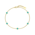 Elegant gold S925 silver bracelet featuring five round blue inlaid opal stones - 925 Silver / Gold Blue