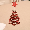 Fiocco di neve in legno rosso e naturale con stella per decorazione albero di Natale - Stile Fiocco di Neve / Rosso
