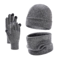 Conjunto de invierno gris jaspeado con gorro de punto, bufanda y guantes táctiles - Talla única / Gris claro