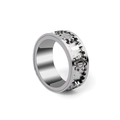 Silver stainless steel industrial ring with rotating gear structure and screw design - US 6 / Steel
