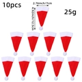 Lot de 10 mini bonnets de Noël rouges pour porte-couverts et déco de bouteilles - Lot de 10 / Rouge et Blanc