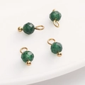 Faceted 4mm green stone bead charms with gold metal rings for DIY jewelry making - 4mm (5 Pcs/Pack) / Green Gemstone