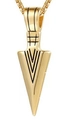Ciondolo a cono triangolare dorato per uomo con linee nere incise e catena a box - Stile Punta di Freccia (C0907 Colore Oro Senza Catena)