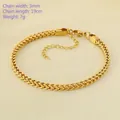 3mm 18K gold plated stainless steel wheat chain bracelet with lobster clasp length 19cm - Wheat Chain