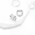Perle traforate in argento con zirconi trasparenti per braccialetti fai-da-te - 10mm / Oro Bianco