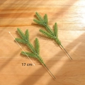 Green 17cm artificial pine branch needle for Christmas DIY home decor ornaments - PE Plastic Leaf E (Set of 2)