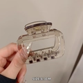 Champagne 6.3cm small shark hair claw clip in transparent acrylic for thin hair - Transparent Grey