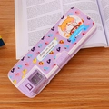 Purple cartoon hamster pencil case with built-in sharpener and storage compartments - Animal Style / Purple